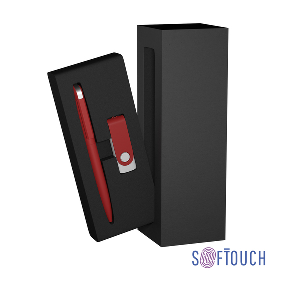 [Набор ручка + флеш-карта 16 Гб в футляре, покрытие soft touch]
