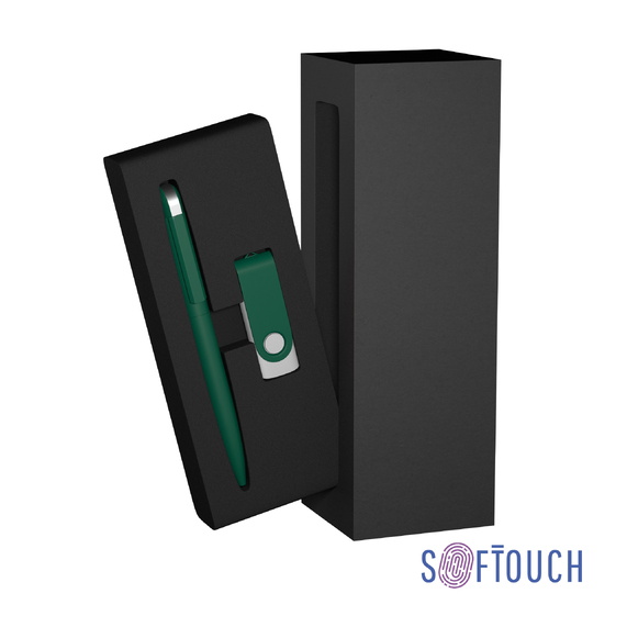[Набор ручка + флеш-карта 16 Гб в футляре, покрытие soft touch]