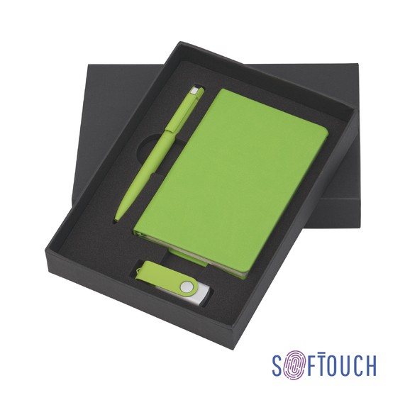 [Набор подарочный "Сорренто" с блокнотом А6, покрытие soft touch, зеленое яблоко#]