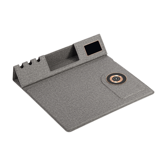[Настольная складная подставка "Cool Mat" с беспроводным (15W) ЗУ, сенсорной подсветкой логотипа, функцией MagSafe и ковриком для мыши]