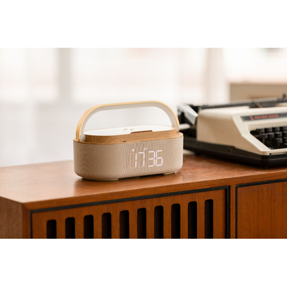 [Bluetooth стерео-колонка "Smart Band" 10Вт (2х5Вт) с беспроводным (15W) ЗУ, лампой, часами, FM радио]