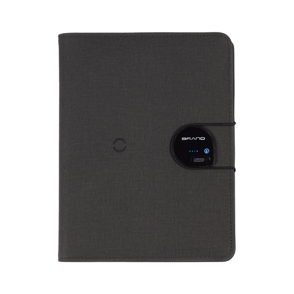 [Папка А5 с беспроводным (10W) ЗУ 5000 mAh, с функцией MagSafe, сенсорным дисплеем с подсветкой логотипа и блокнотом]
