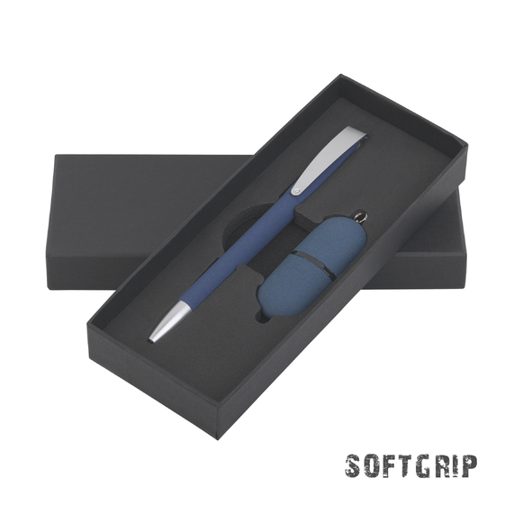 [Набор ручка + флеш-карта 16 Гб в футляре, покрытие soft grip]