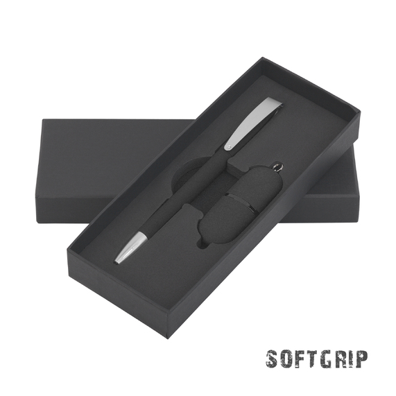 [Набор ручка + флеш-карта 16 Гб в футляре, покрытие soft grip]
