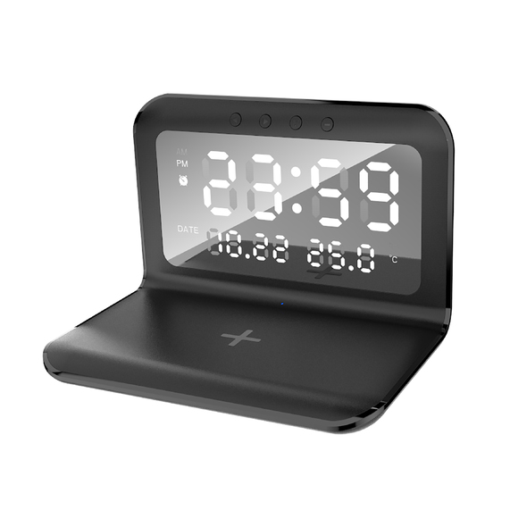 [Настольные часы "Smart Time" с беспроводным (15W) зарядным устройством, будильником и термометром, со съёмным дисплеем]
