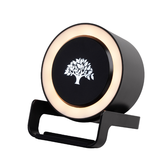 [Bluetooth колонка-подставка "Smart Loud" с беспроводным (10W) зарядным устройством, лампой и подсветкой логотипа]