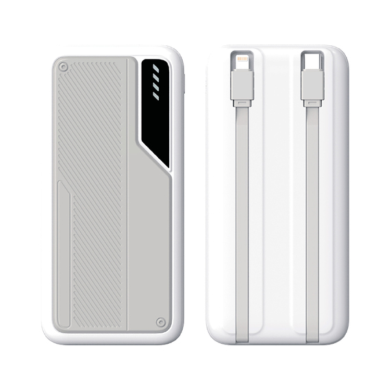 [Зарядное устройство "Connect" 10000 mAh со встроенными Type-C/Lightning кабелями]