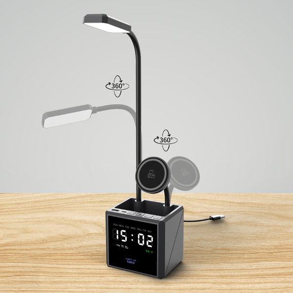 [Лампа "Smart Flex" с беспроводным 3в1 (15W) ЗУ с MagSafe, часами, карандашницей и подсветкой логотипа]