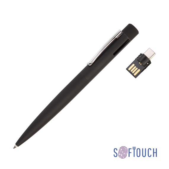 [Ручка шариковая "Secret" с флеш-картой OTG 32Gb (USB2.0/Type-C), покрытие soft touch]
