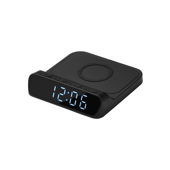 [Зарядная станция с часами 15W Ригель (Rigel), черная]