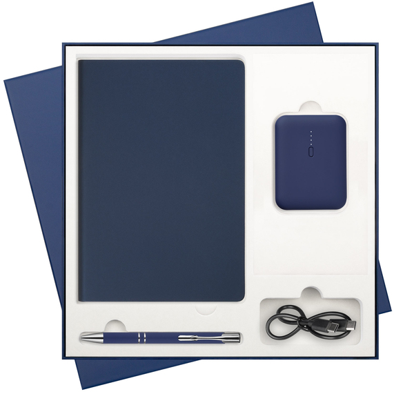 [Подарочный набор Стар (Star), синий (ежедневник, ручка, аккумулятор)]