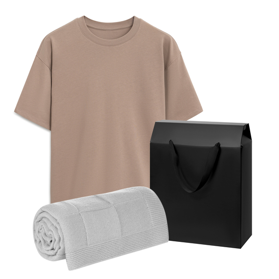 [Набор с одеждой Раст (RUST) (футболка, плед), мокко/серый, 3XL/4XL]