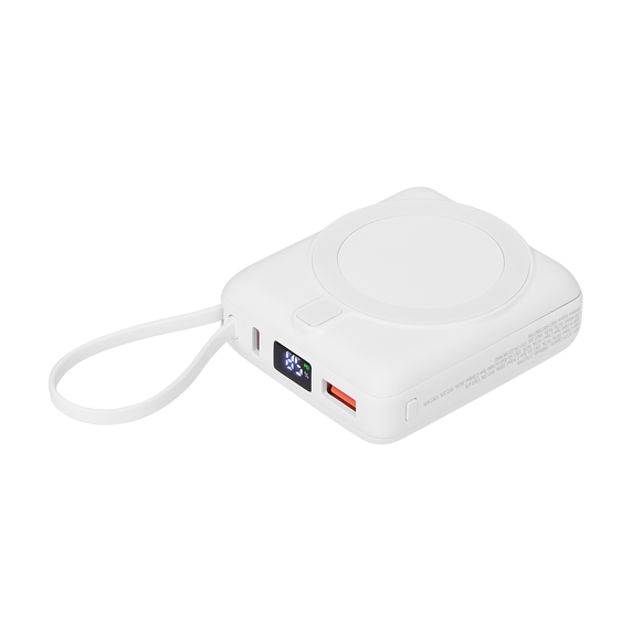 [Внешний аккумулятор с подсветкой Риттер PD (Ritter PD) 10000mAh с функцией беспроводной зарядки 15W, белый]