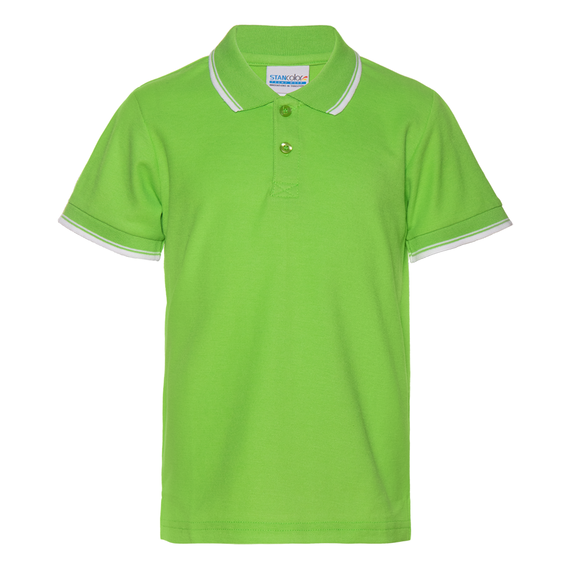 [Рубашка поло детская STAN с окантовкой хлопок/полиэстер 185, 04TJ, Ярко-зелёный, (26) (8 лет)]
