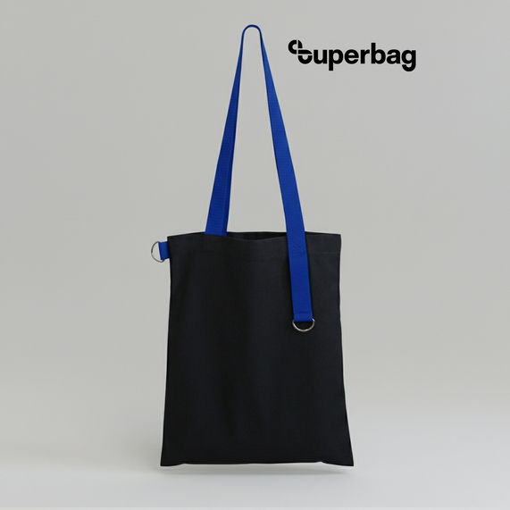 [Шоппер Superbag black (чёрный с синим)]