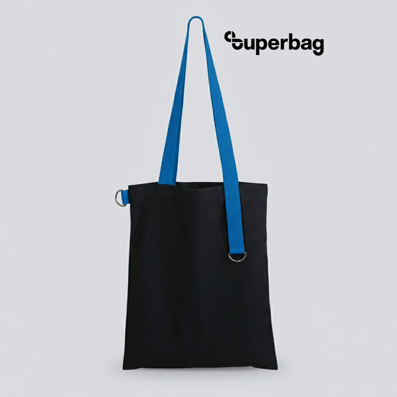 [Шоппер Superbag black (чёрный с голубым)]