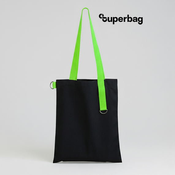 [Шоппер Superbag black (чёрный с салатовым)]