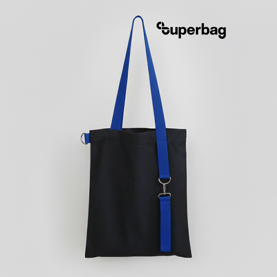 [Шоппер Superbag black с ремувкой 4sb (чёрный с синим)]