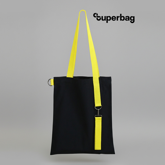 [Шоппер Superbag black с ремувкой 4sb (чёрный с жёлтым)]