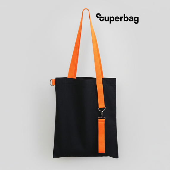[Шоппер Superbag black с ремувкой 4sb (чёрный с оранжевым)]