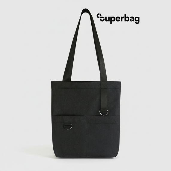 [Шоппер Superbag ZIP, с двумя карманами и молнией (черный)]