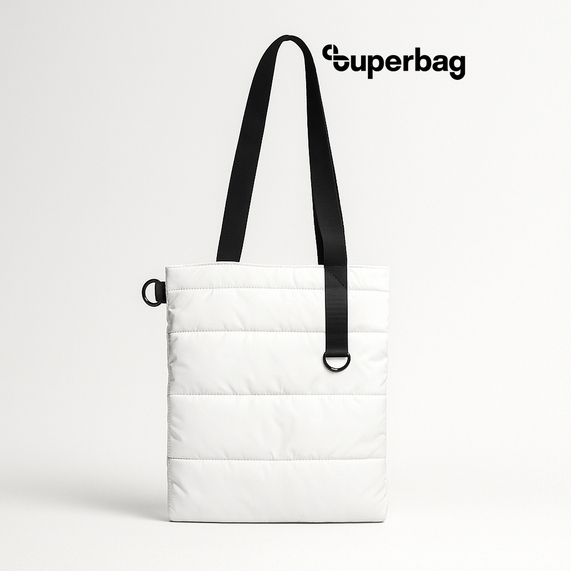 [Шоппер Superbag Bubble, стёганый, с магнитной кнопкой (белый с черным)]