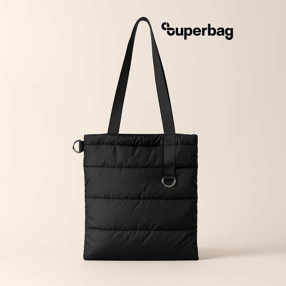 [Шоппер Superbag Bubble, стёганый, с магнитной кнопкой (черный)]
