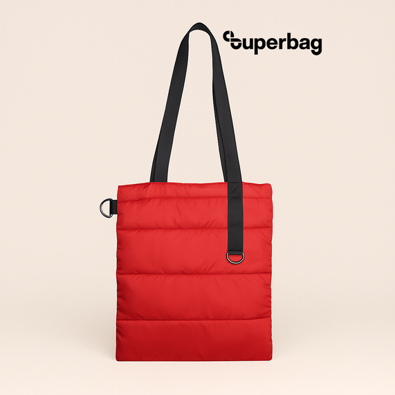 [Шоппер Superbag Bubble, стёганый, с магнитной кнопкой (красный с черным)]