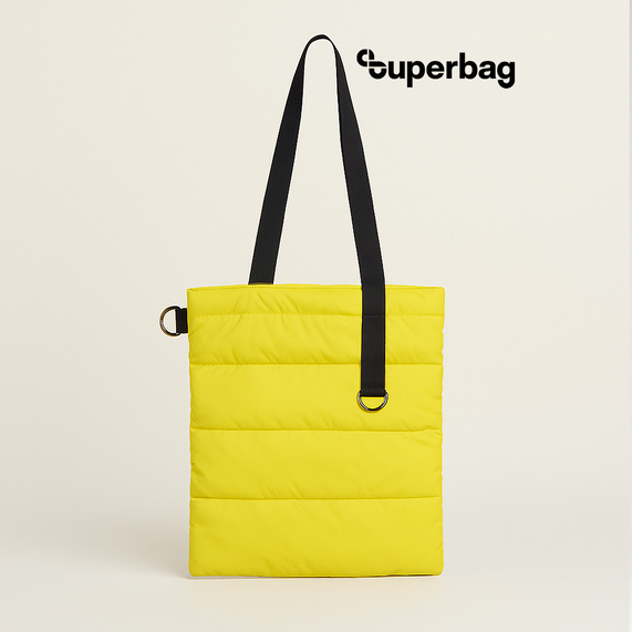 [Шоппер Superbag Bubble, стёганый, с магнитной кнопкой (жёлтый с чёрным)]