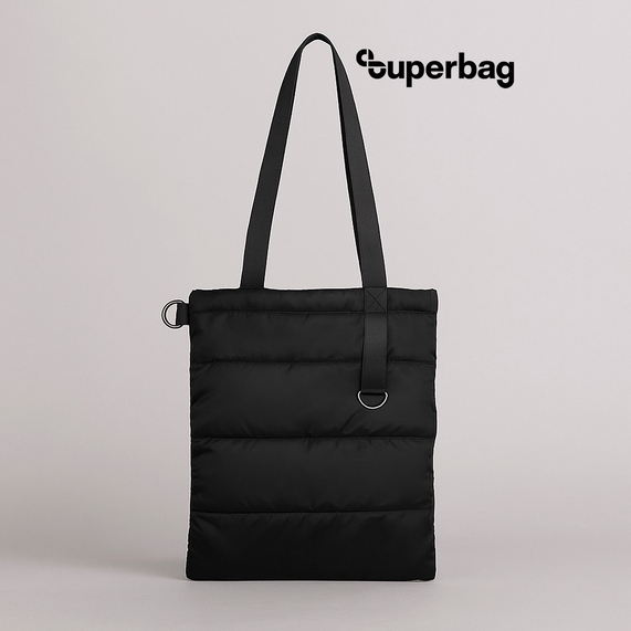 [Шоппер Superbag Bubble New, со скрытой магнитной кнопкой (черный)]