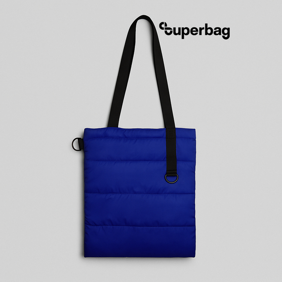 [Шоппер Superbag Bubble New, стёганый, со скрытой магнитной кнопкой (синий с чёрным)]