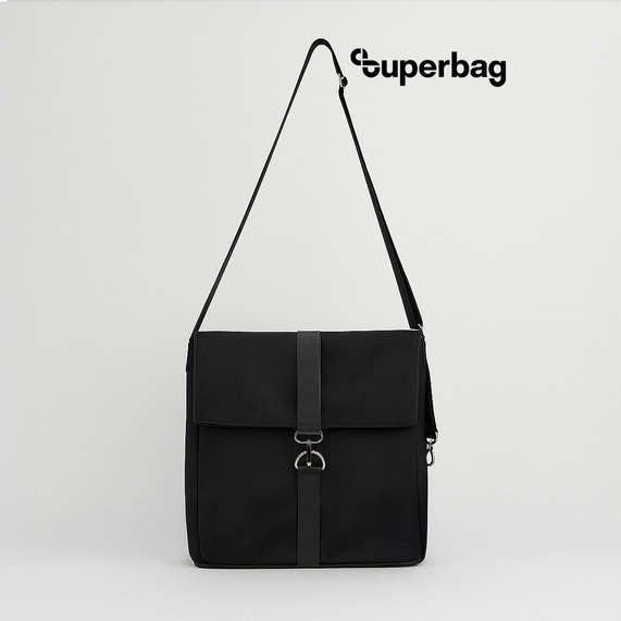 [Шоппер Superbag Companion, с тремя отделениями, боковым креплением (карабин) и карманом (черный)]
