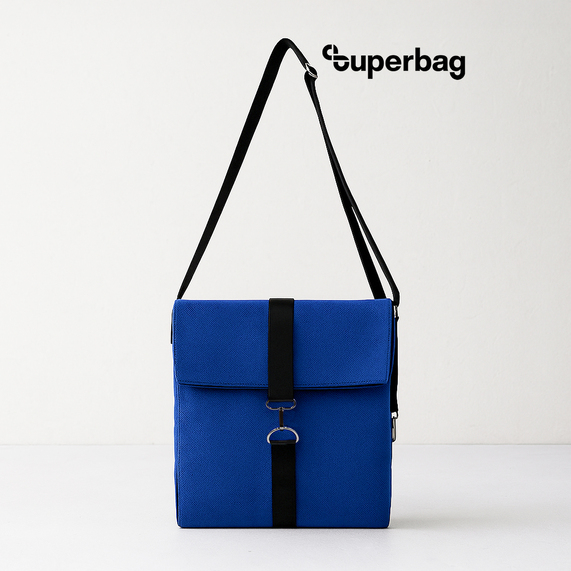 [Шоппер Superbag Companion, с тремя отделениями, боковым креплением (карабин) и карманом (синий с черным)]