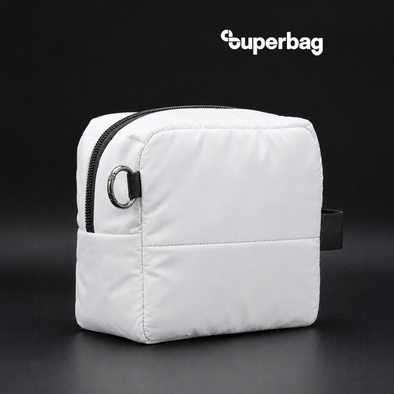 [Несессер Superbag Bubble, стёганый, на молнии, с креплением на кольцо-карабин (белый)]