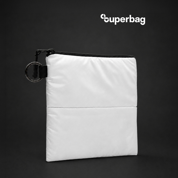 [Органайзер для мелочей Superbag Bubble, стёганый, на молнии, с креплением на кольцо-карабин (белый)]