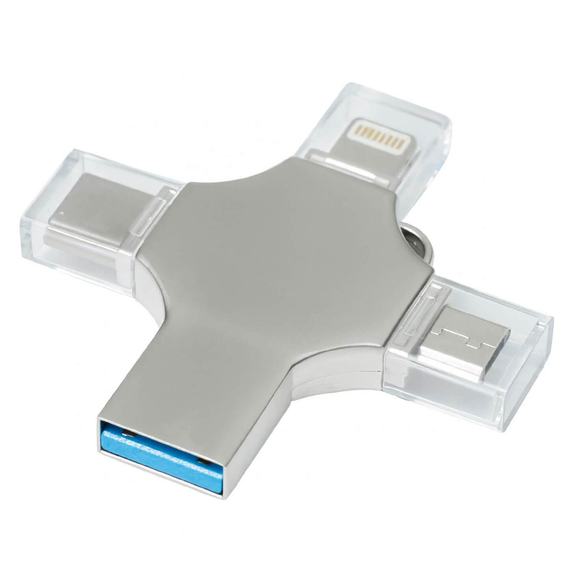 [Флешка XENON 4в1 Серебристая 4444.06.64ГБ3.0]