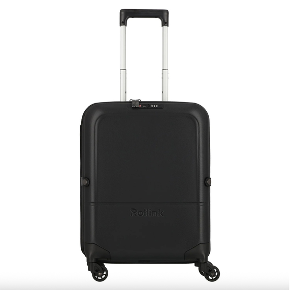 [Чемодан складной Rollink FLEX LIGHT 55x40x20 см, 4 колеса, черный]