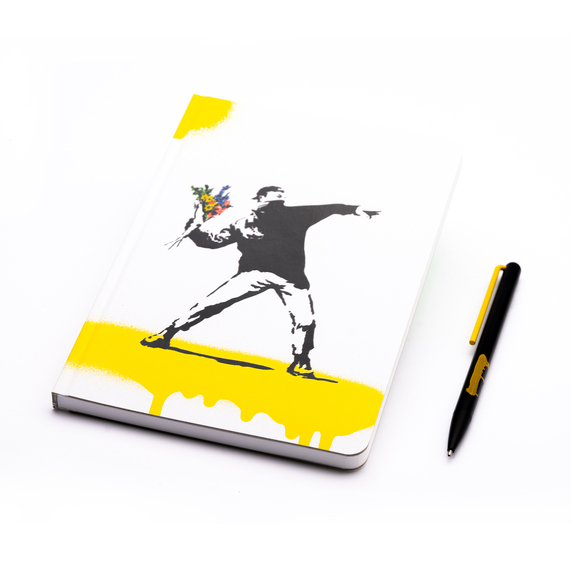 [Набор Pininfarina Banksy Метатель цветов: шариковая ручка GrafeeX и блокнот линованный из каменной б]