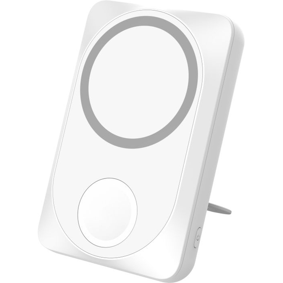 [Беспроводная зарядная станция "White" 2в1 для Apple/Apple watch с покрытием Soft Touch, 10000 Mah (Белый)]