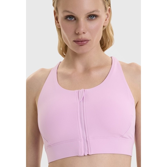 [Спортивный топ-бра "Sure" на молнии (розовый; XS)]